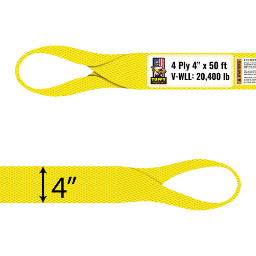 4" width x 50' reach x 4 Ply Twisted Eye & Eye Synthetic Web Sling by Tuffy