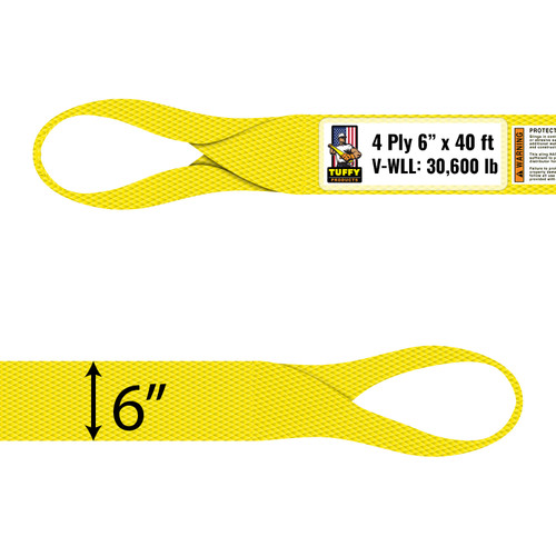 6" width x 40' reach x 4 Ply Twisted Eye & Eye Synthetic Web Sling by Tuffy