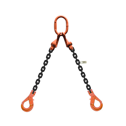 3/8" x 15 ft Type CDFXA2SL Adjustable 2-Leg Grade 100 Chain Sling - 15200 lbs WLL