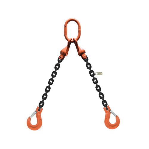 3/8" x 15 ft Type CDFXA2S Adjustable 2-Leg Grade 100 Chain Sling - 15200 lbs WLL