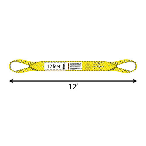 Liftex 3 Ply 8" x 12 ft Eye & Eye Type 4 Pro-Edge Web Sling - 30700 lbs WLL