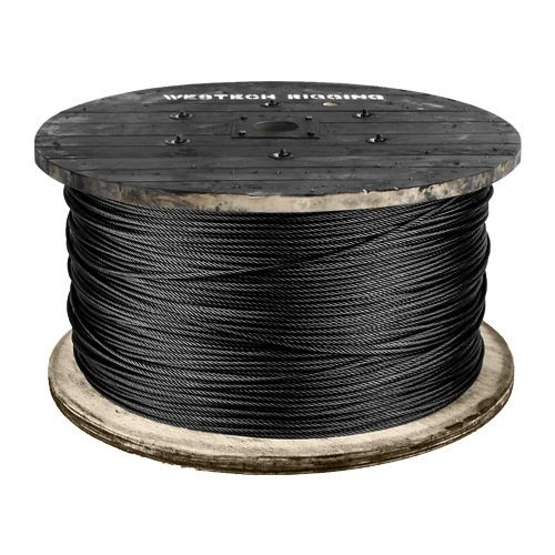 1/4" 7x19 Black Galvanized Aircraft Cable - 7000 lbs Breaking Strength