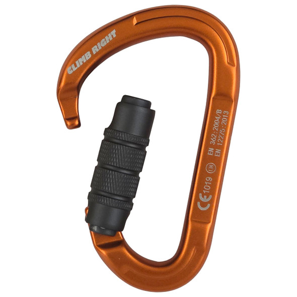 Climb Right HMS-Style Aluminum Carabiner - Triple-Locking