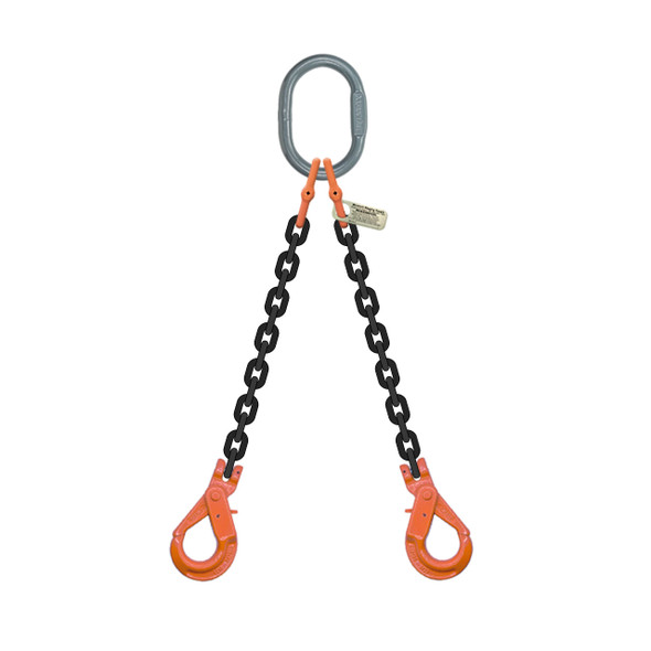Grade 100 Two-Leg Chain Sling with Self-Locking Hooks