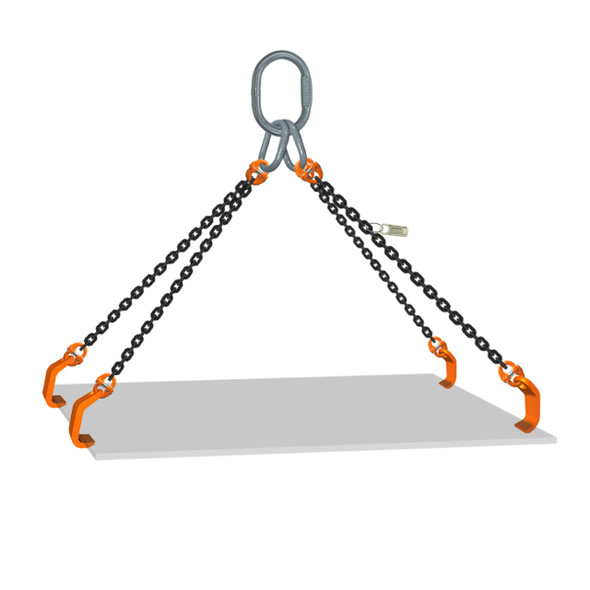 Grade 100 Quad-Leg Chain Sling with Plate Hooks