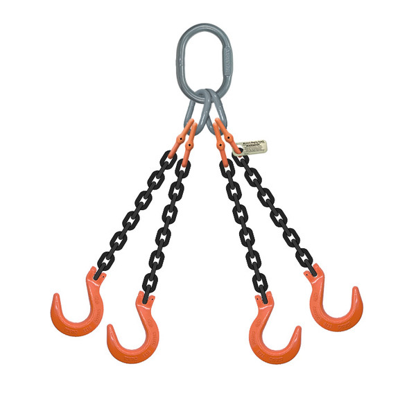 Grade 100 Quad-Leg Chain Sling with Foundry Hooks
