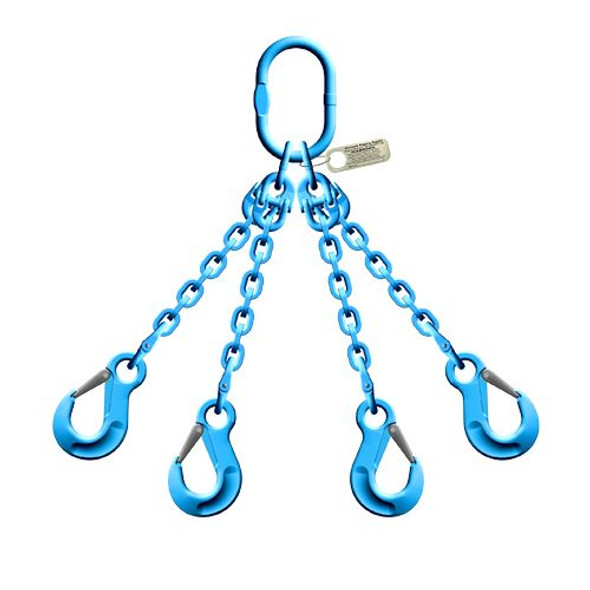 Pewag 3/8" x 10 ft Type QOS 4-Leg Grade 120 Chain Sling - 27500 lbs WLL