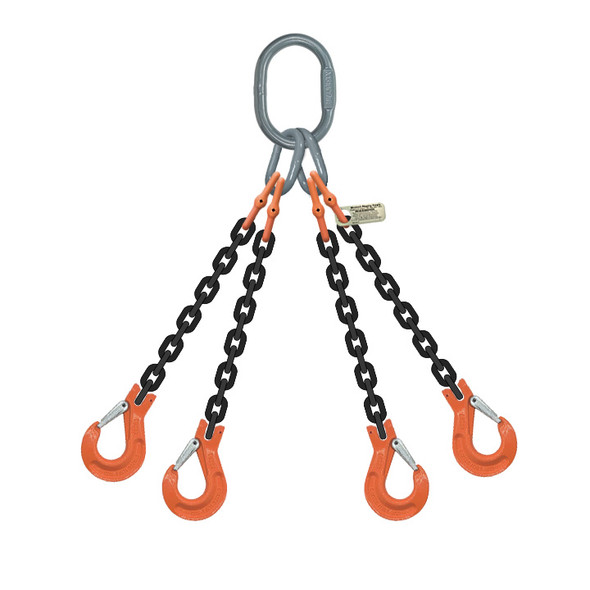 Grade 100 Quad-Leg Chain Sling with Sling Hooks
