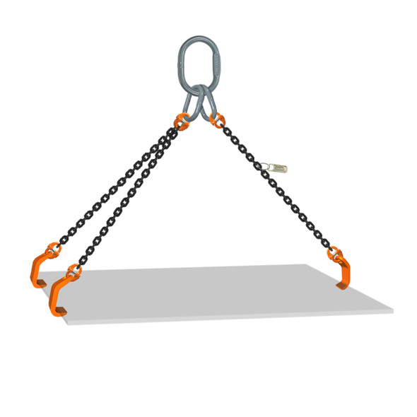 Grade 100 Triple-Leg Chain Sling with Plate Hooks