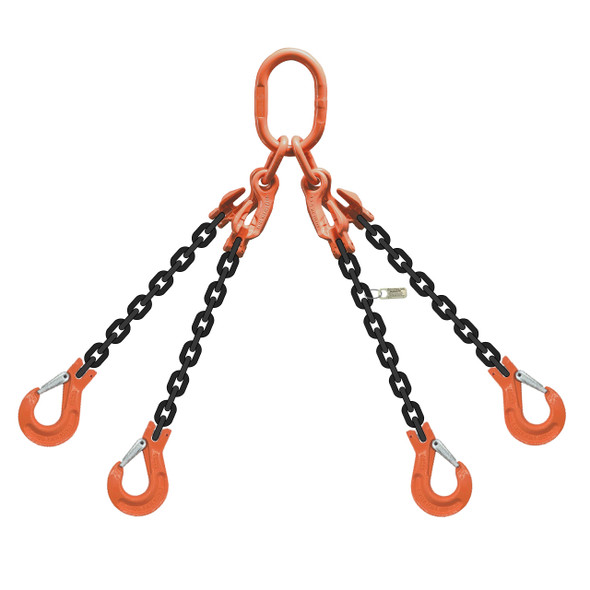 Grade 100 Quad-Leg Adjustable Chain Sling with Sling Hooks