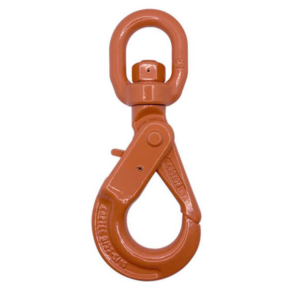 Cartec 9/32" (1/4") - 5/16" Grade 100 Self-Closing Swivel Hook - 5700 lbs WLL
