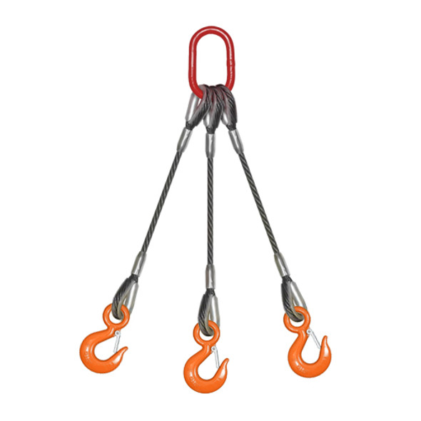 9/16" x 5 ft BLP-300 3-Leg Wire Rope Bridle Sling - 16600 lbs WLL