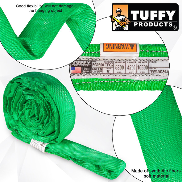 Tuffy Green 8 ft Endless Flexi-Grip Round Sling - 5300 lbs WLL