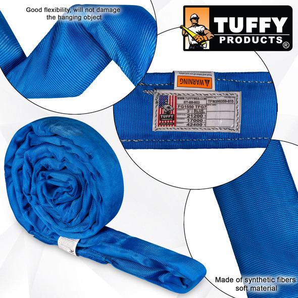 RuggedTow Blue Endless Round Sling - 10 FT, 21,200 LBS Capacity, USA Made, Towing Lifting Recovery