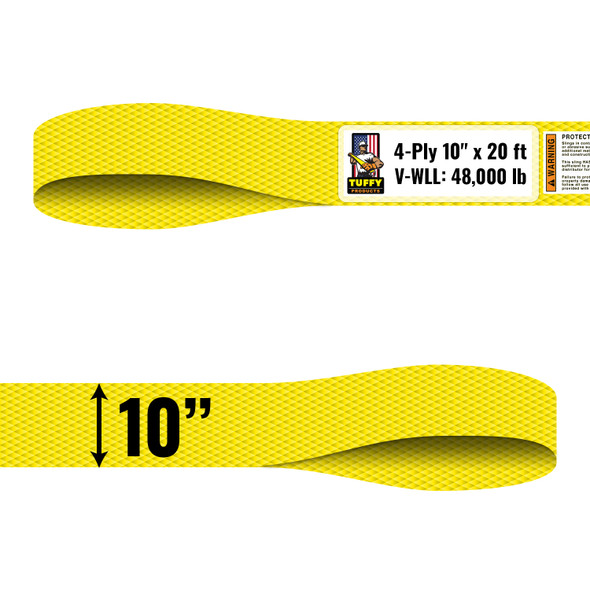 10" width x 20' reach x 4 Ply Flat Eye & Eye Synthetic Web Sling by Tuffy
