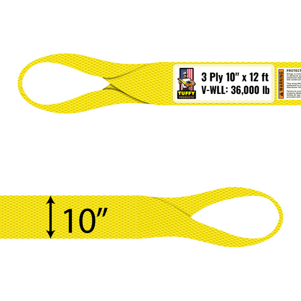 10" width x 12' reach x 3 ply Twisted Eye & Eye Synthetic Web Sling by Tuffy