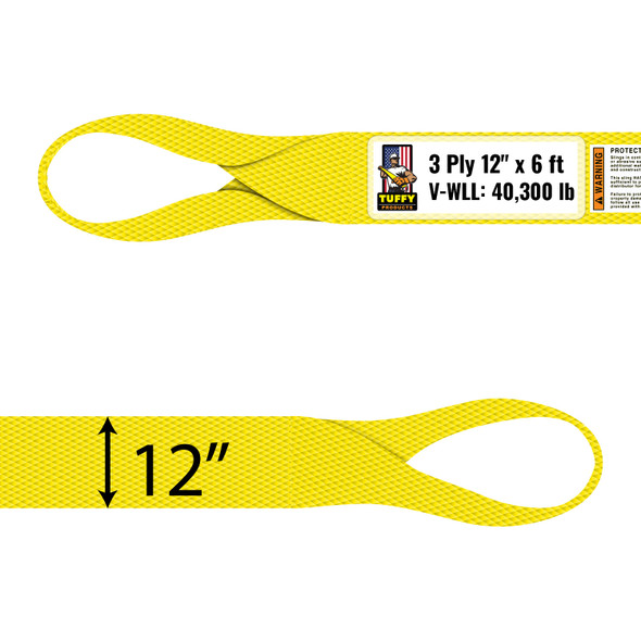 12" width x 6' reach x 3 ply Twisted Eye & Eye Synthetic Web Sling by Tuffy
