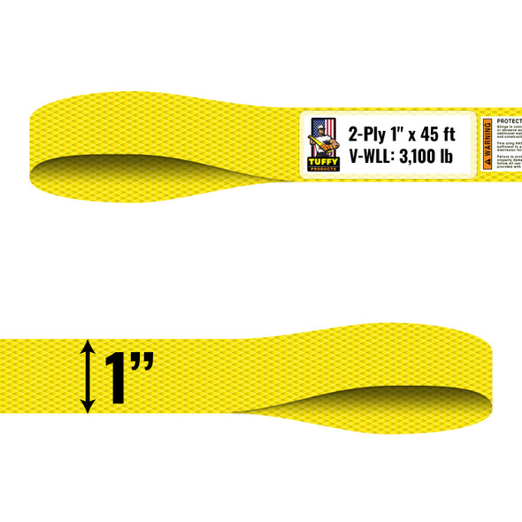 1" width x 45' reach x 2 Ply Flat Eye & Eye Synthetic Web Sling by Tuffy