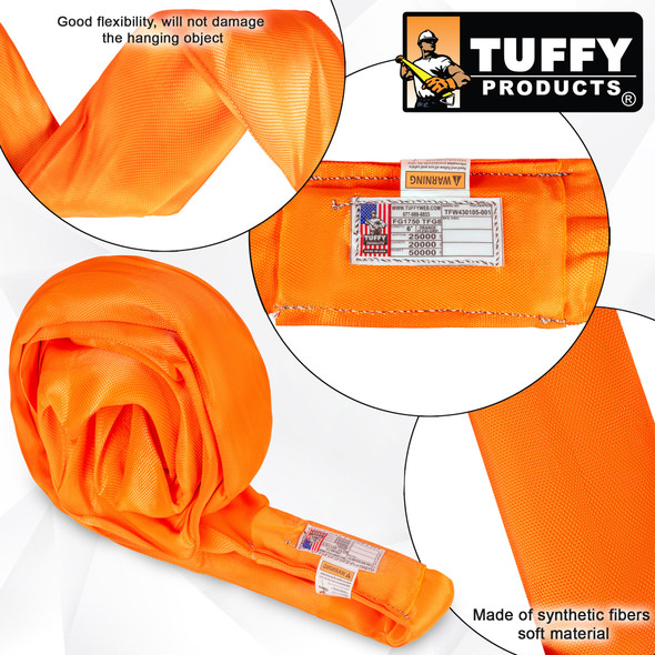 Tuffy Orange 6 ft Endless Flexi-Grip Round Sling - 25000 lbs WLL