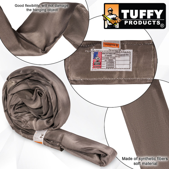 Tuffy Grey 16 ft Endless Flexi-Grip Round Sling - 31000 lbs WLL Tuffy Grey 16 ft Endless Flexi-Grip Round Sling - 31000 lbs WLL
