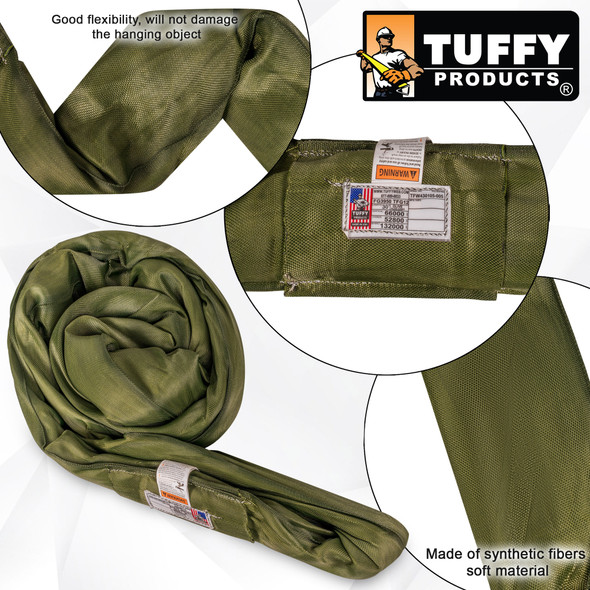 20 FT Endless Round Sling – Olive, 66,000 LBS Capacity – Heavy Duty Crane Recovery Strap For Lifting & Towing