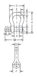 Crosby G-209 shackle dimensional drawing