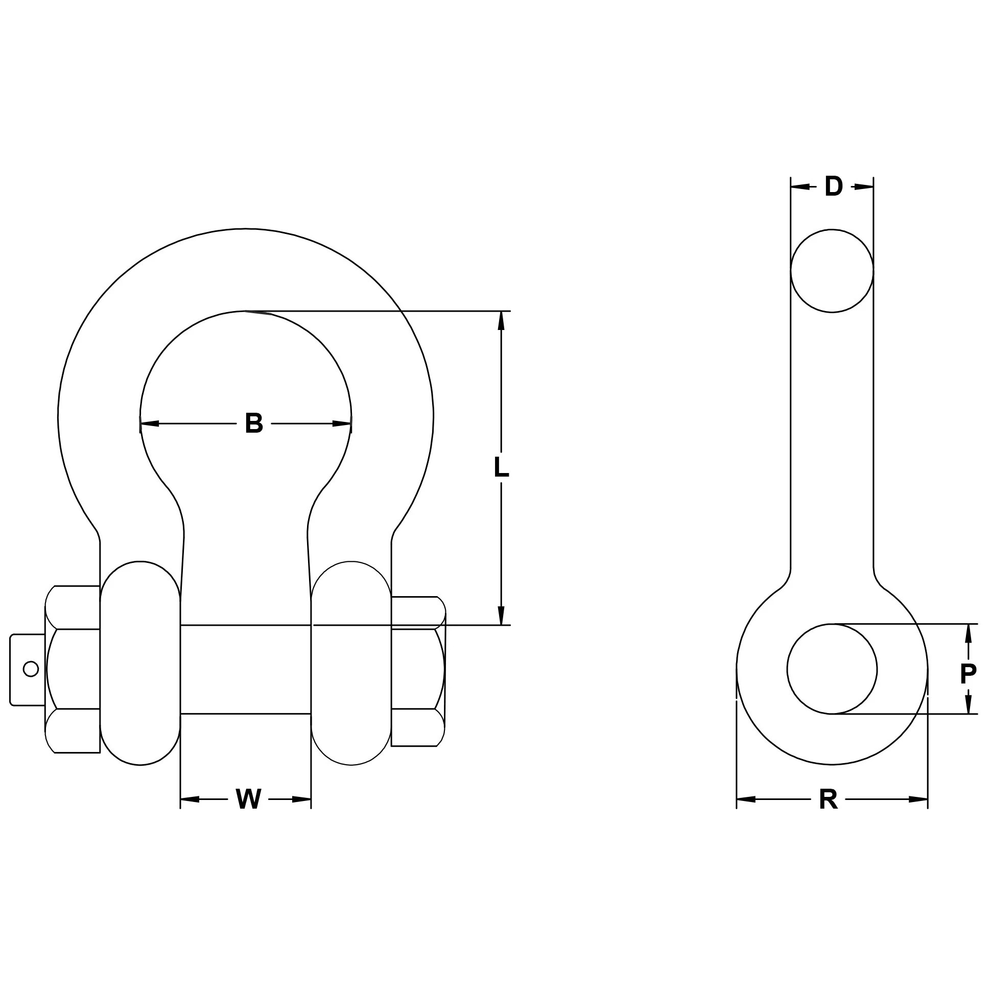 Skookum 320 Bolt Type Anchor Shackle Drawing