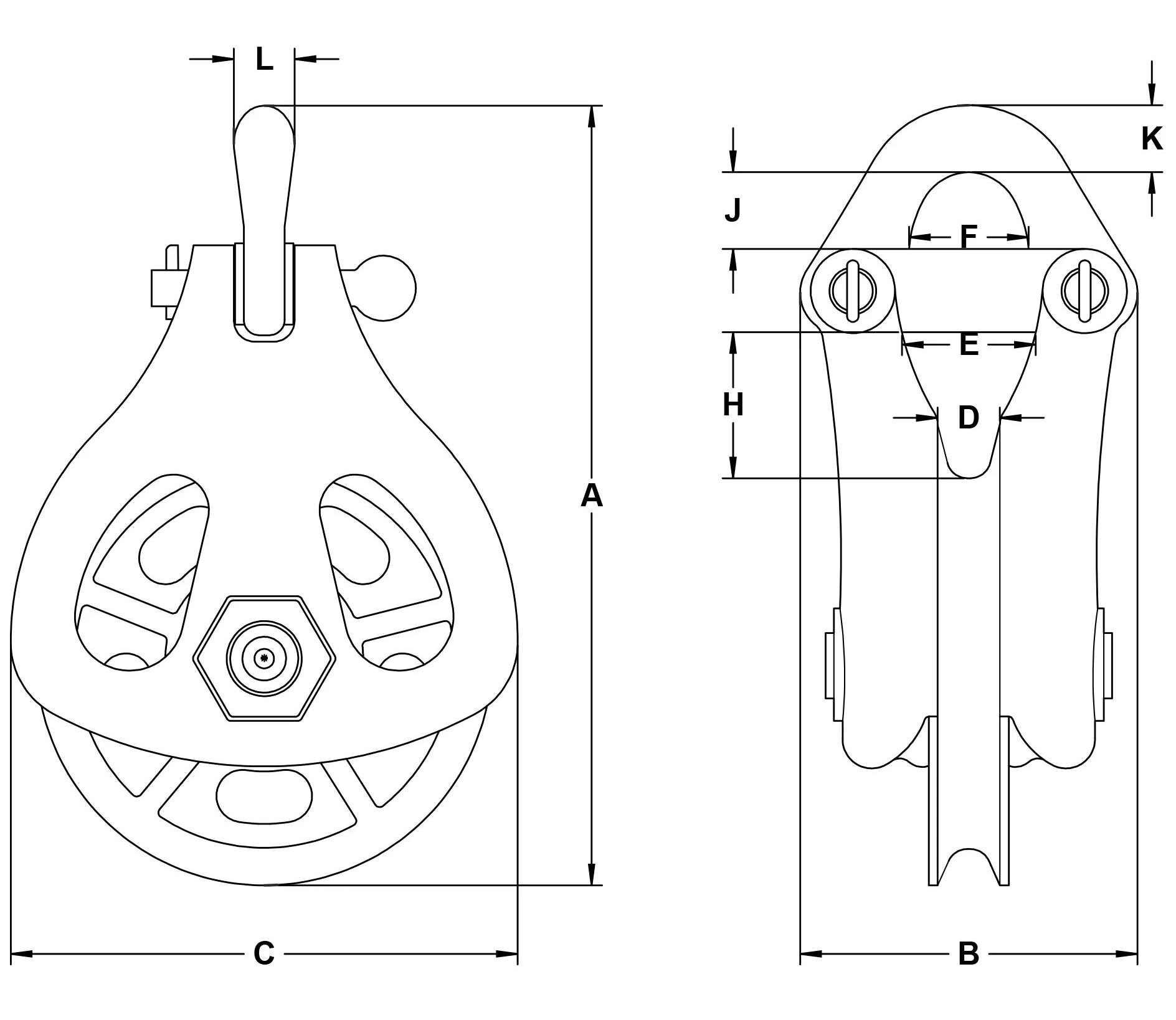 Ropemaster 110RA Half-Sided Block Drawing