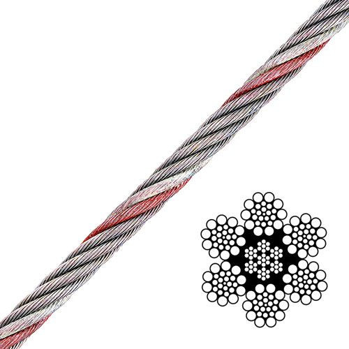 Koch Industries 3/8 in. Wire Rope Cable, 6x19, Fiber Core, Bright