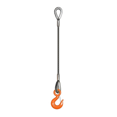 Wire Rope Sling - Single Leg Eye and Eye Hook - 1/2 x 3