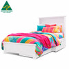 White single storage bed with drawers – Made in Australia, Made in Ballarat, solid timber kids bed frame, 5 year structural warranty.