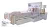 King single bookend bookcase bed with bookshelf and under bed storage drawers