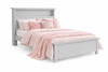 Queen Size Bookworm Bed in Grey Pail with integrated bookcase storage headboard, Australian made timber bed frame with 5-year warranty.