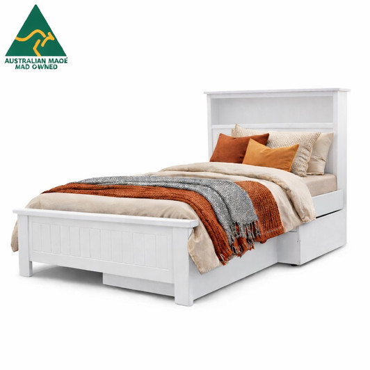 Bookworm Bed with Storage – White  | Australian Made in Ballarat | 5 Year Warranty