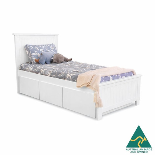 White Rabbit High King Single with Three Super Large Storage Drawers