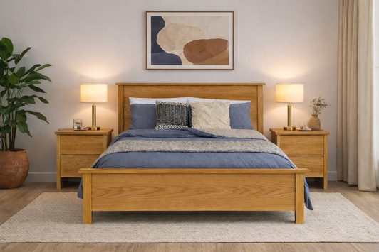 YARA American Oak Queensize Bed with Bedsides