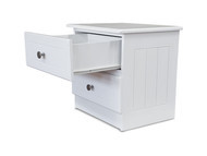 White Rabbit 2 Drawer Bedside White with Roller Runners – Made in Ballarat Victoria Australia – 5 Year Structural Warranty