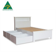 Australian Made Bookworm High King Single Bed with extra-deep underbed storage drawers, solid timber construction, manufactured in Ballarat Victoria and backed by a 5 year structural warranty.
