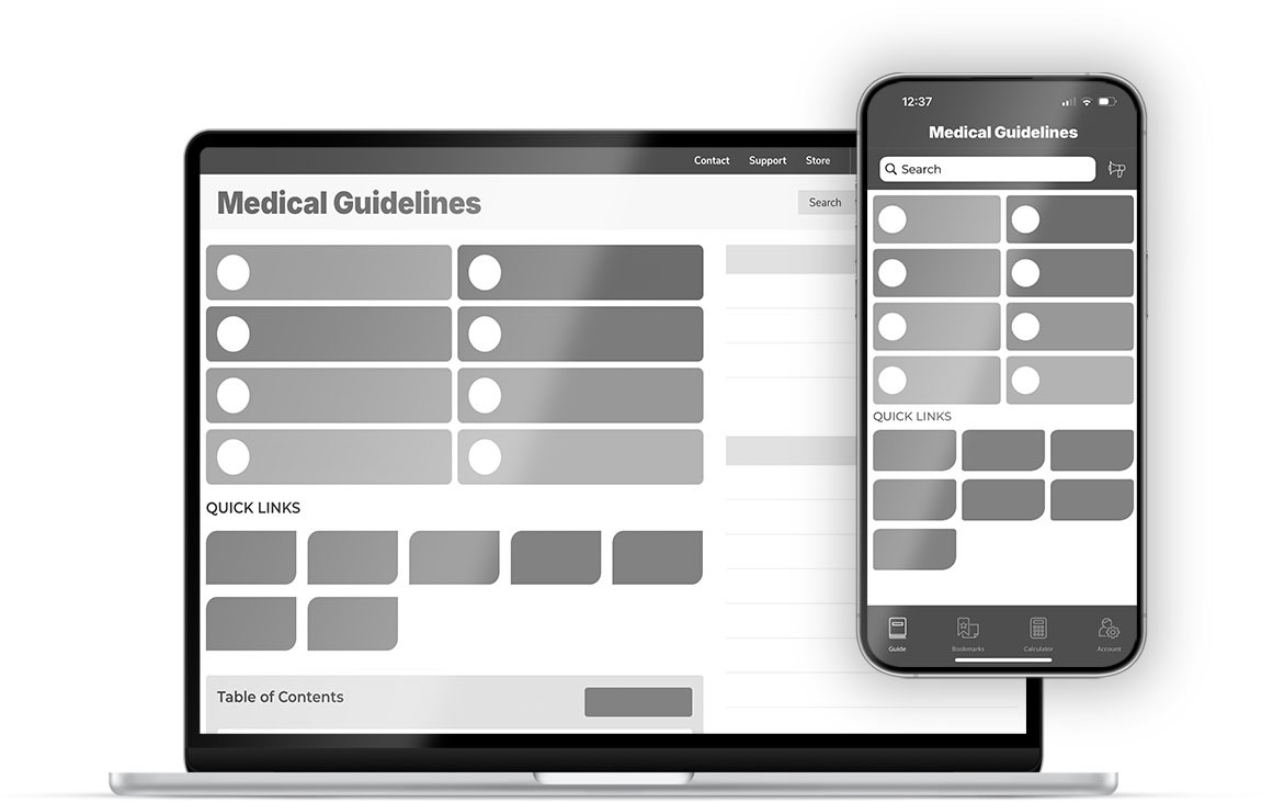A custom-branded GuidelineHQ app and website shown on phone and laptop