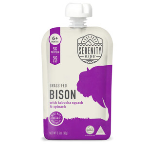 Grass Fed Bison Baby Food Pouch w/Organic Kobocha Squash + Spinach - 3.5oz