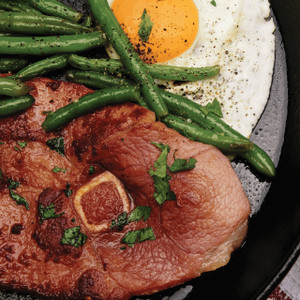 Breakfast Made with Center Cut Pork Ham Steak and Eggs