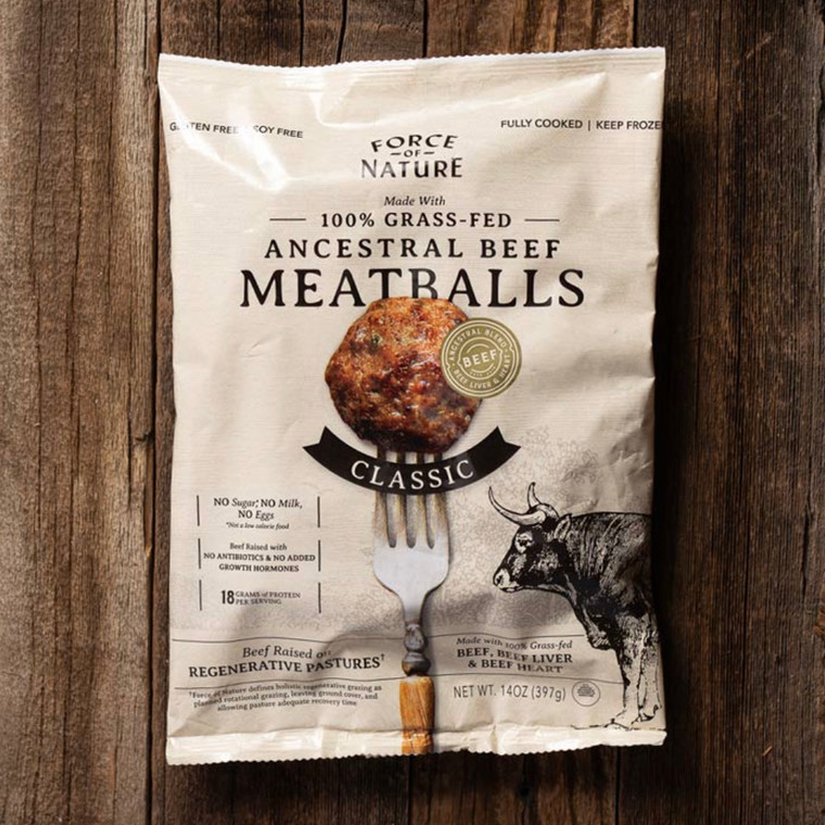 Grass Fed Beef Ancestral Blend Classic Meatballs - 14oz