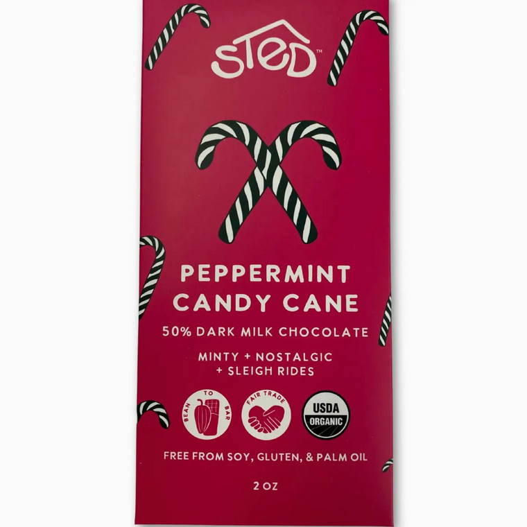 Peppermint Candy Cane Dark Chocolate Bar -2oz