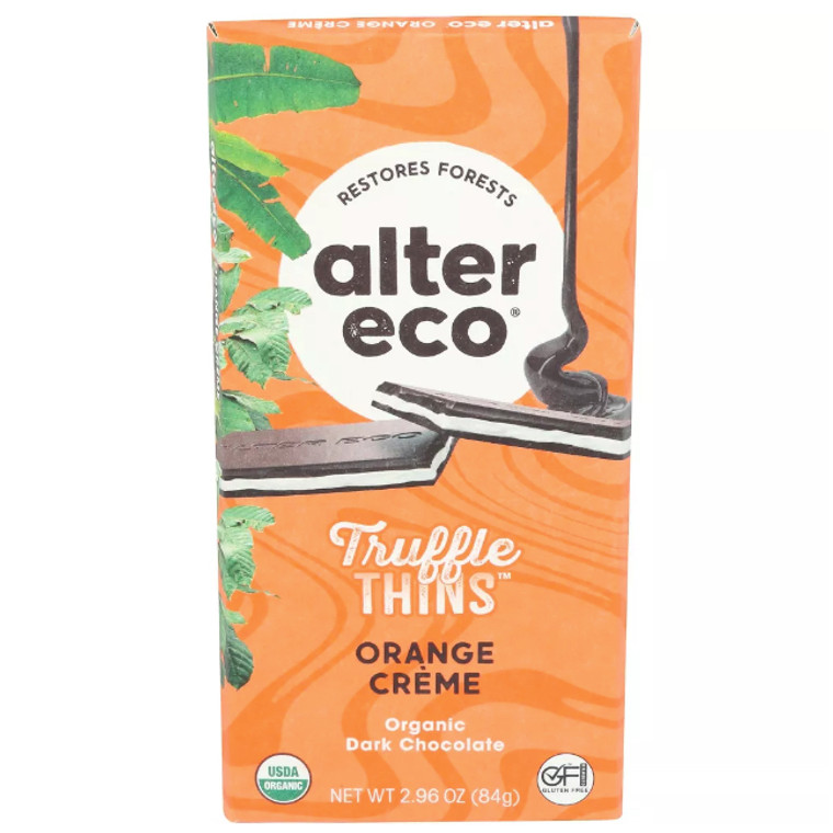 Organic Truffle Thins Dark Chocolate Bar Orange2.96 oz