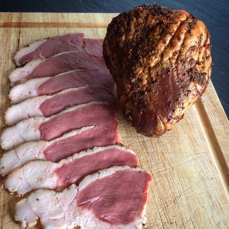Cooked Lamb Heart Sliced into Pastrami