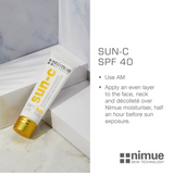 Sun-C non whitening, high factor UVA and UVB SPF from Nimue Skin Technology