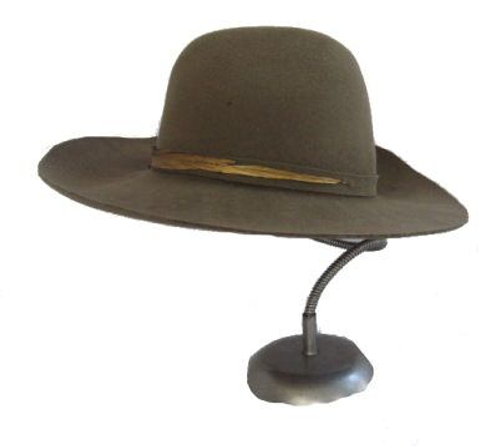 Frank Olive Green Wide Brim Hat with Feather 
