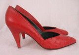 Vintage Gucci Red Ostrich Leather Pumps Size 6