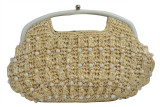 Vintage Woven Straw Beaded Clutch