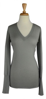 Juicy Couture Gray Cashmere V neck Sweater with Open Back